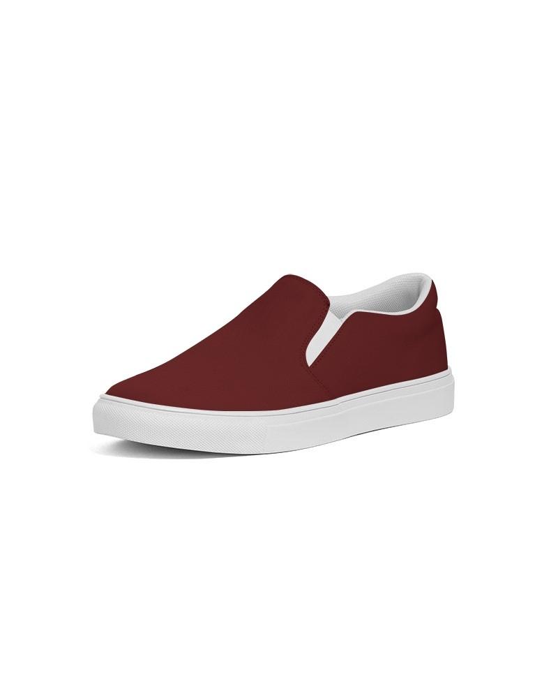 Dark Red Men's Slip-On Canvas Sneakers C0M100Y100K80 - Side 2