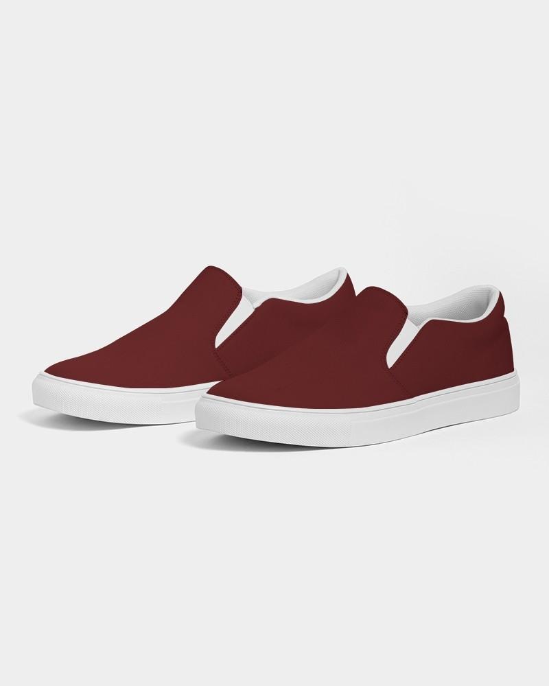 Dark Red Men's Slip-On Canvas Sneakers C0M100Y100K80 - Side 3