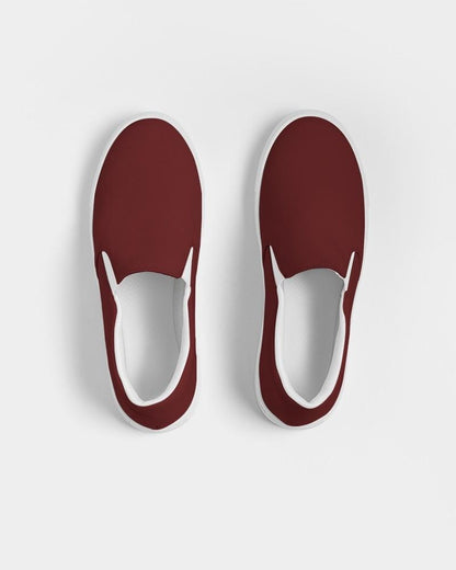 Dark Red Men's Slip-On Canvas Sneakers C0M100Y100K80 - Top