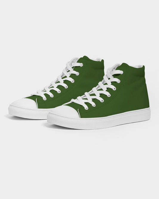 Dark Warm Green High-Top Canvas Sneakers C50M0Y100K80 - Side 3