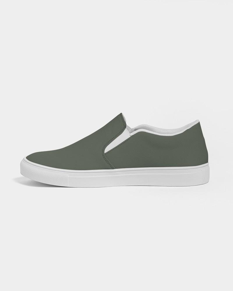 Dark Warm Green Men's Slip-On Canvas Sneakers C15M0Y30K80 - Side 1