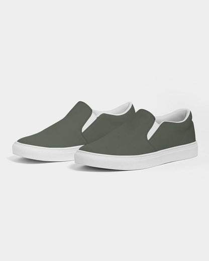 Dark Warm Green Men's Slip-On Canvas Sneakers C15M0Y30K80 - Side 3