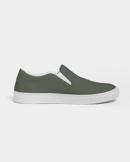 Dark Warm Green Men's Slip-On Canvas Sneakers C15M0Y30K80 - Side 4