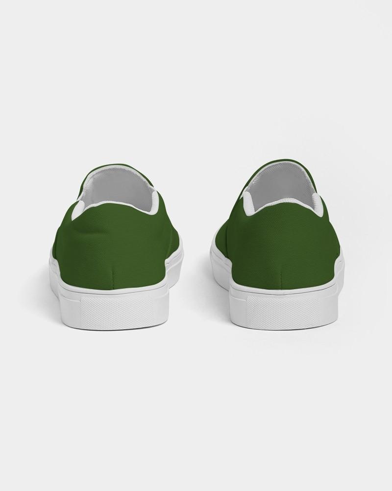 Dark Warm Green Men's Slip-On Canvas Sneakers C50M0Y100K80 - Back