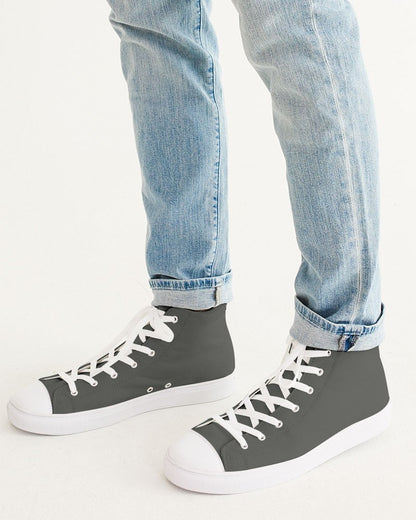 Dark Yellow Gray High-Top Canvas Sneakers C0M0Y10K80 - Man CloseUp