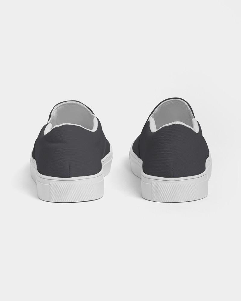 Deep Dark Blue Gray Women's Slip-On Canvas Sneakers C10M10Y0K90 - Back