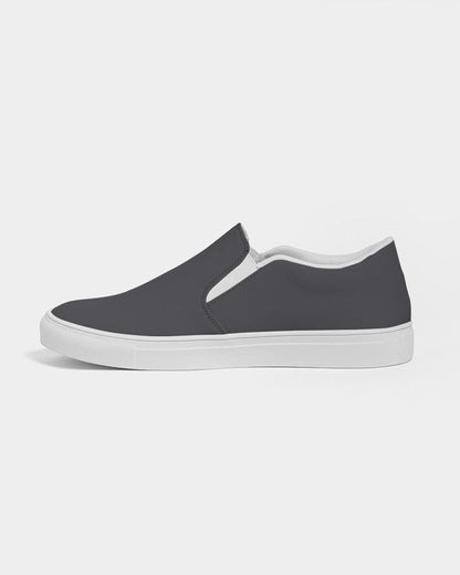 Deep Dark Blue Gray Women's Slip-On Canvas Sneakers C10M10Y0K90 - Side 1