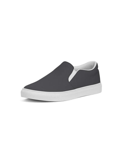 Deep Dark Blue Gray Women's Slip-On Canvas Sneakers C10M10Y0K90 - Side 2