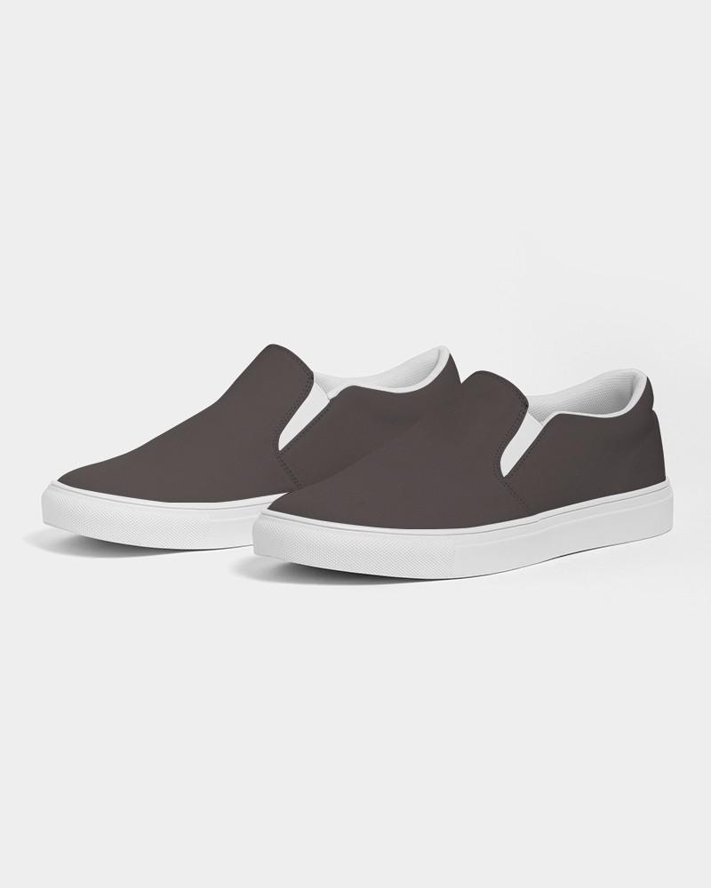 Deep Dark Brown Men's Slip-On Canvas Sneakers C60M60Y60K60 - Side 3