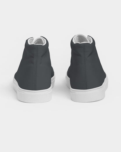 Deep Dark Cyan Gray High-Top Canvas Sneakers C10M0Y0K90 - Back