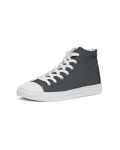 Deep Dark Cyan Gray High-Top Canvas Sneakers C10M0Y0K90 - Side 2