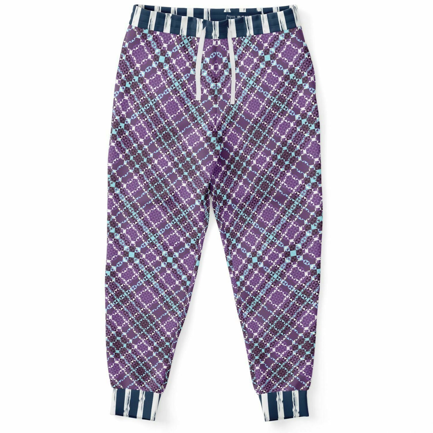 Classy Purple Checker & Stripe Unisex Joggers with PLUS sizes