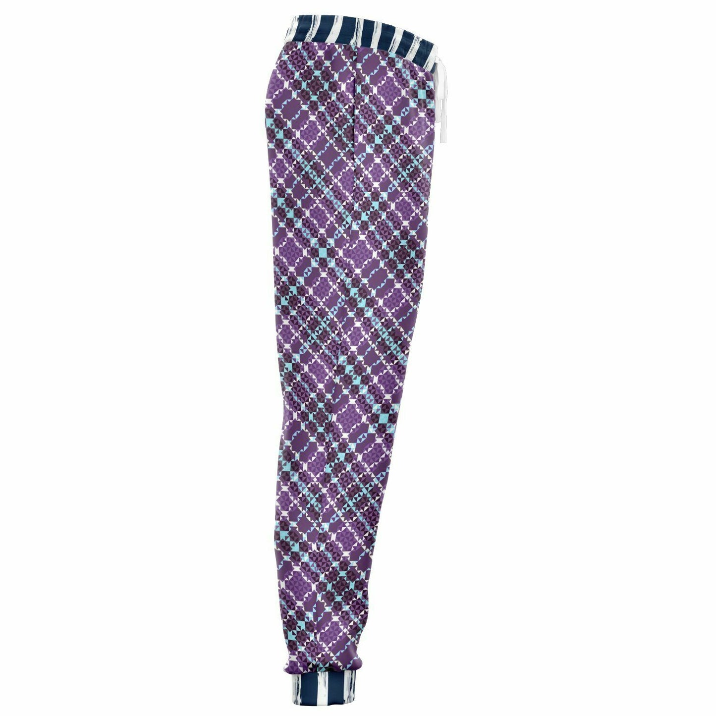 Classy Purple Checker & Stripe Unisex Joggers with PLUS sizes