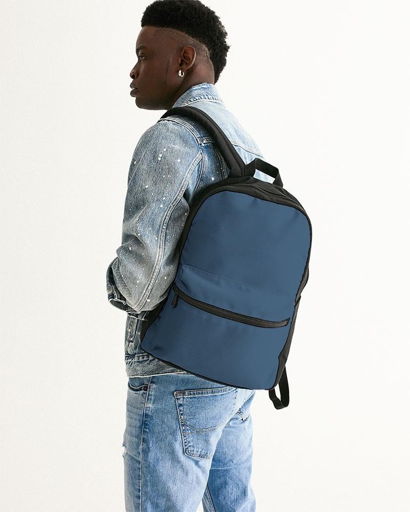 Medium Dark Blue Canvas Backpack C60M30Y0K60 - Man Back CloseUp