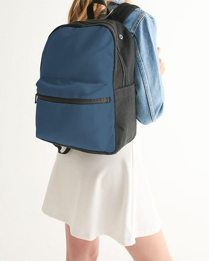 Medium Dark Blue Canvas Backpack C60M30Y0K60 - Woman Back Closeup