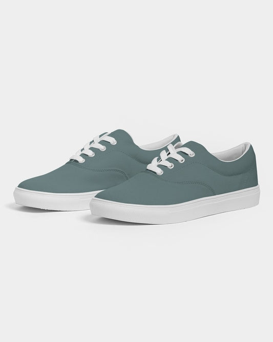 Medium Dark Blue Cool Green Canvas Sneakers C30M0Y15K60 - Side 3