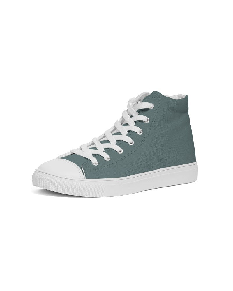 Medium Dark Blue Cool Green High-Top Canvas Sneakers C30M0Y15K60 - Side 2