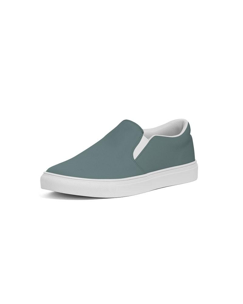 Medium Dark Blue Cool Green Men's Slip-On Canvas Sneakers C30M0Y15K60 - Side 2