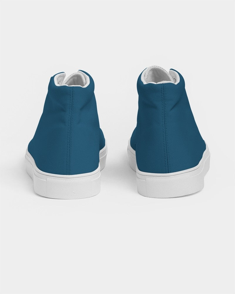 Medium Dark Blue Cyan High-Top Canvas Sneakers C100M25Y0K60 - Back