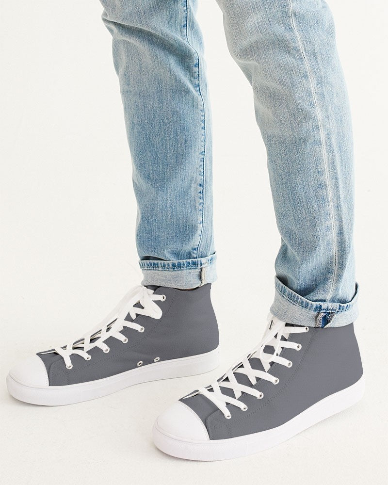 Medium Dark Blue Gray High-Top Canvas Sneakers C10M10Y0K60 - Man CloseUp