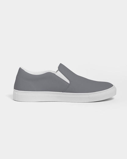 Medium Dark Blue Gray Men's Slip-On Canvas Sneakers C10M10Y0K60 - Side 4