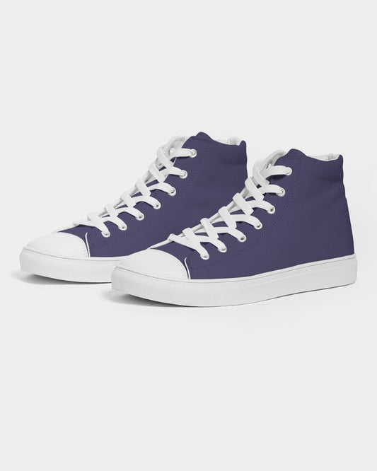 Medium Dark Blue High-Top Canvas Sneakers C60M60Y0K60 - Side 3