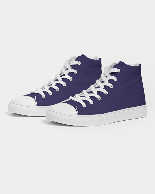 Medium Dark Blue High-Top Canvas Sneakers C80M80Y0K60 - Side 3