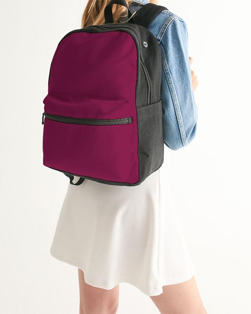 Medium Dark Cool Pink Canvas Backpack C0M100Y25K60 - Woman Back Closeup
