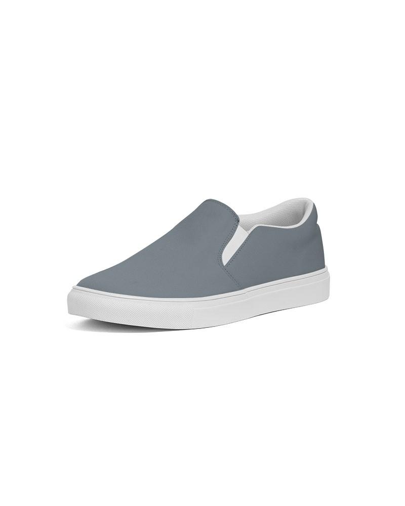 Medium Dark Cyan Gray Men's Slip-On Canvas Sneakers C10M0Y0K60 - Side 2