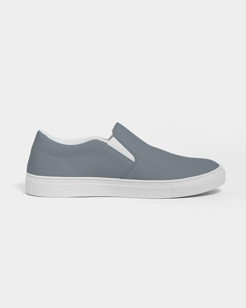 Medium Dark Cyan Gray Men's Slip-On Canvas Sneakers C10M0Y0K60 - Side 4