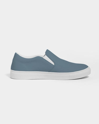 Medium Dark Cyan Men's Slip-On Canvas Sneakers C30M0Y0K60 - Side 4