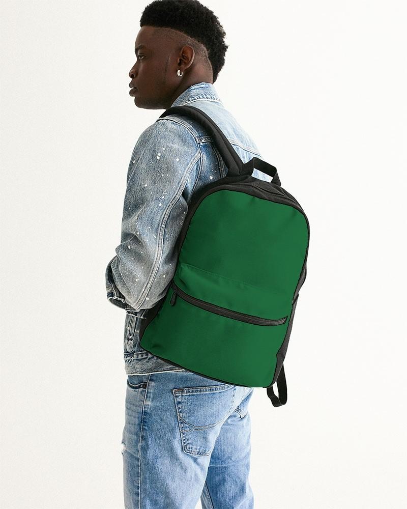 Medium Dark Green Canvas Backpack C100M0Y100K60 - Man Back CloseUp