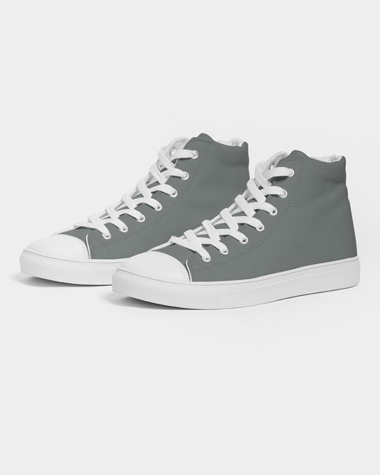 Medium Dark Green Gray High-Top Canvas Sneakers C10M0Y10K60 - Side 3