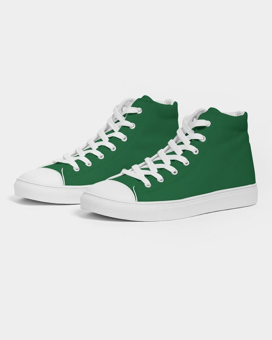 Medium Dark Green High-Top Canvas Sneakers C100M0Y100K60 - Side 3