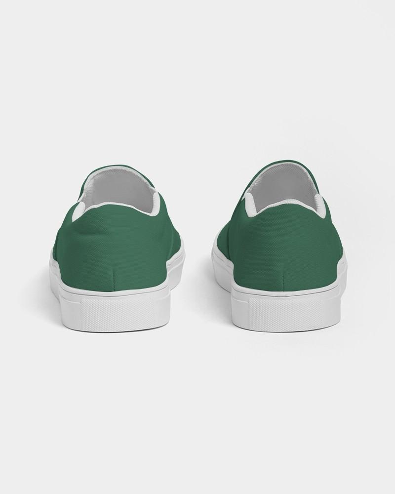 Medium Dark Green Men's Slip-On Canvas Sneakers C60M0Y60K60 - Back