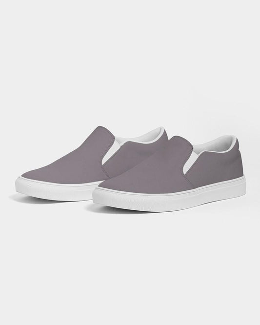 Medium Dark Magenta Gray Men's Slip-On Canvas Sneakers C0M10Y0K60 - Side 3
