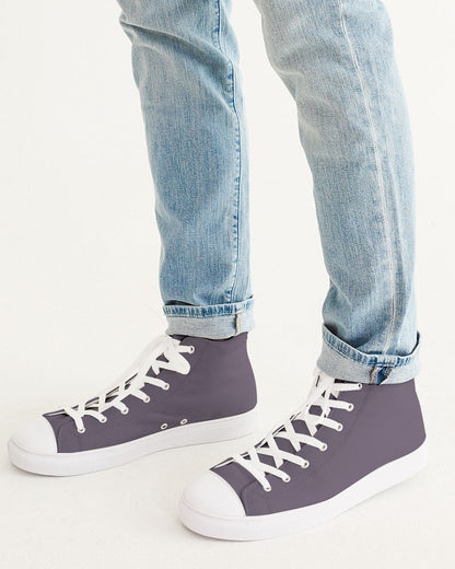 Medium Dark Purple Gray High-Top Canvas Sneakers C15M30Y0K60 - Man CloseUp