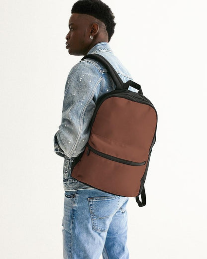 Medium Dark Red Brown Canvas Backpack C0M60Y60K60 - Man Back CloseUp
