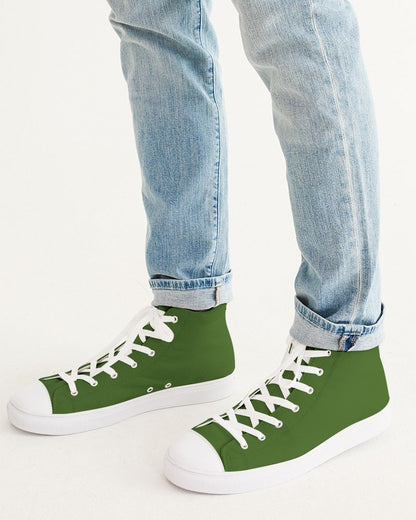 Medium Dark Warm Green High-Top Canvas Sneakers C50M0Y100K60 - Man CloseUp