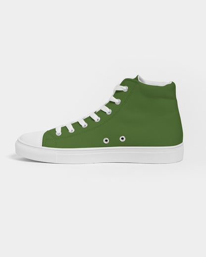 Medium Dark Warm Green High-Top Canvas Sneakers C50M0Y100K60 - Side 1