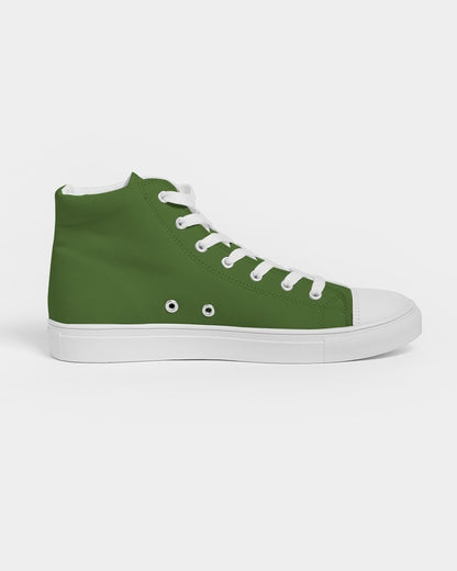 Medium Dark Warm Green High-Top Canvas Sneakers C50M0Y100K60 - Side 4