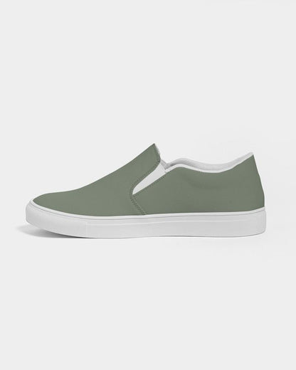 Medium Dark Warm Green Men's Slip-On Canvas Sneakers C15M0Y30K60 - Side 1