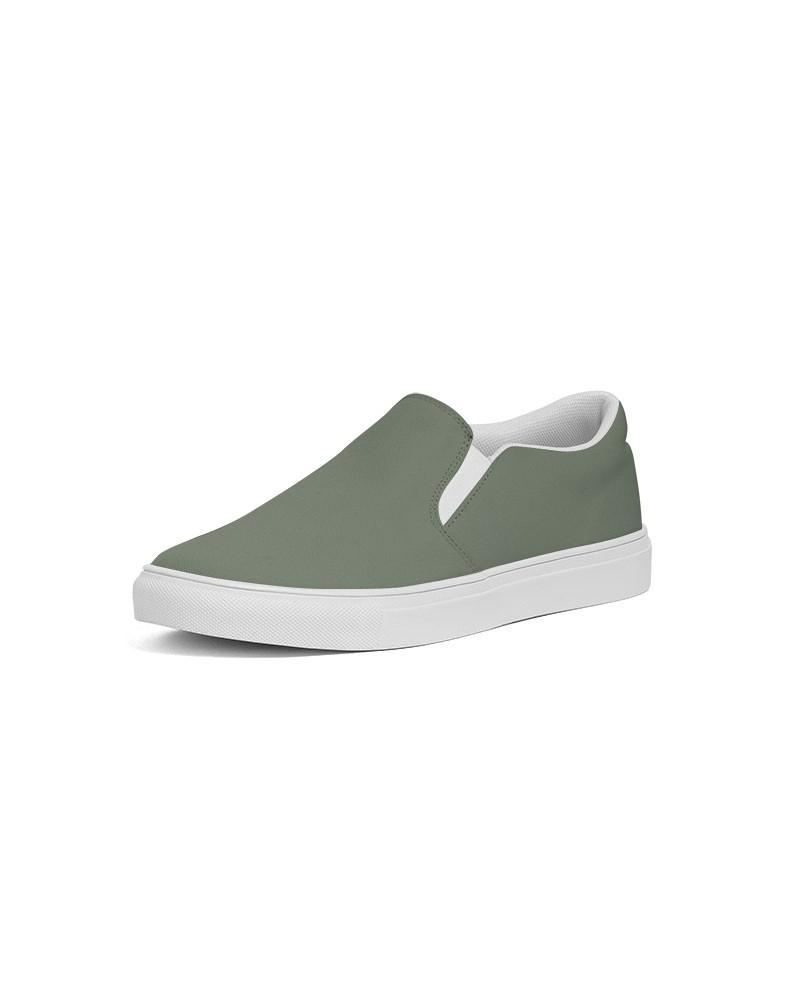 Medium Dark Warm Green Men's Slip-On Canvas Sneakers C15M0Y30K60 - Side 2