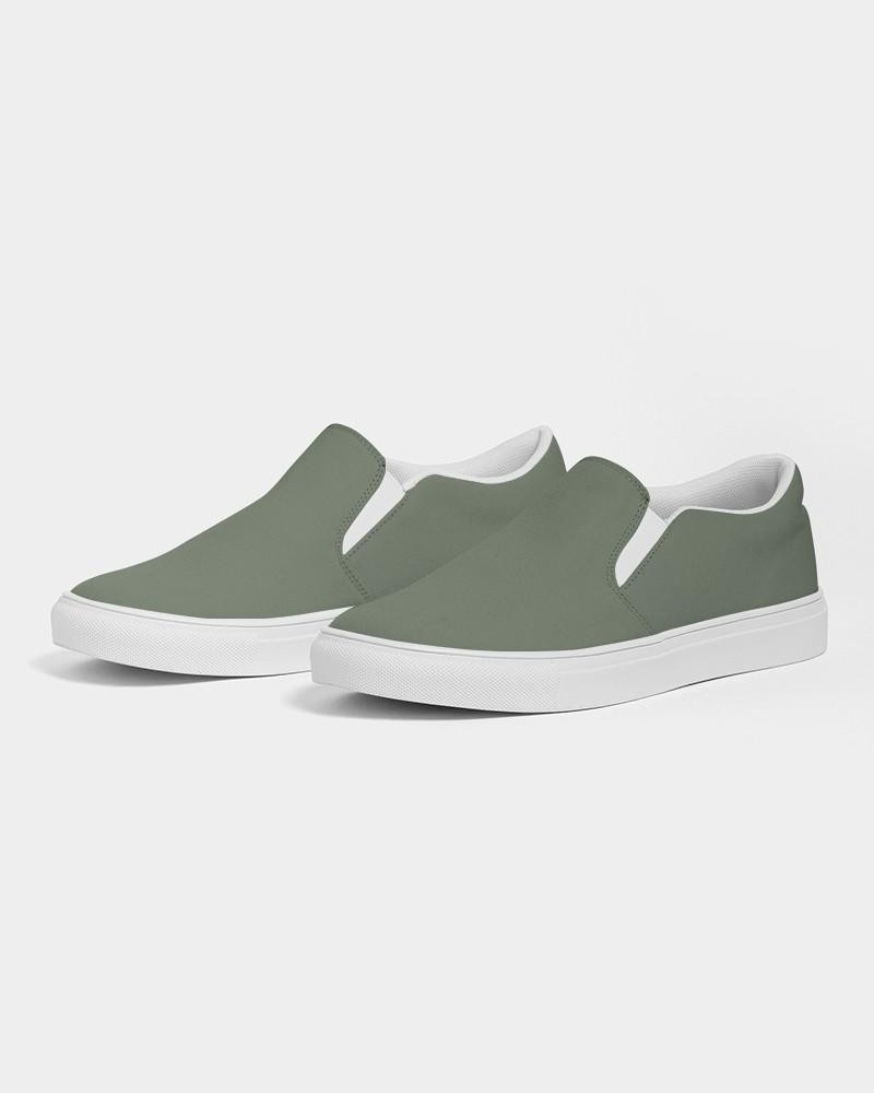 Medium Dark Warm Green Men's Slip-On Canvas Sneakers C15M0Y30K60 - Side 3