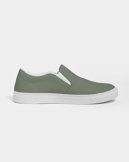 Medium Dark Warm Green Men's Slip-On Canvas Sneakers C15M0Y30K60 - Side 4