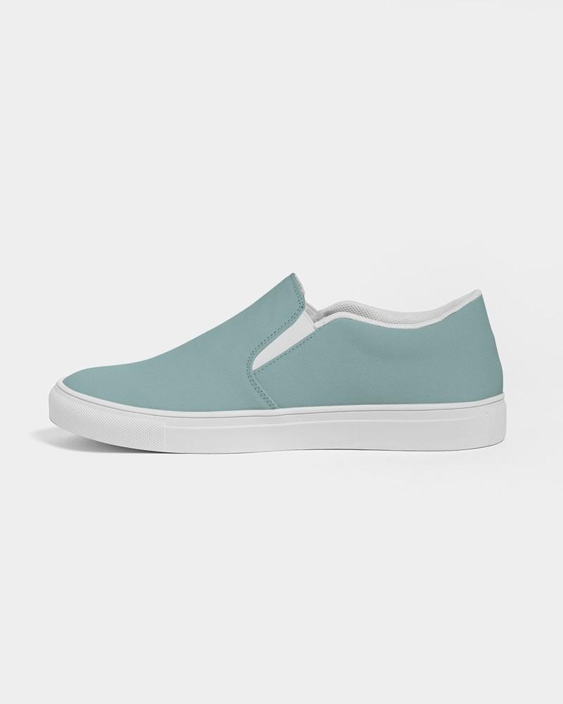 Muted Blue Cool Green Men's Slip-On Canvas Sneakers C30M0Y15K30 - Side 1