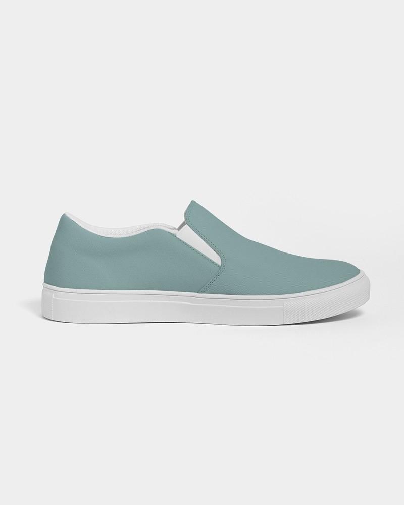 Muted Blue Cool Green Men's Slip-On Canvas Sneakers C30M0Y15K30 - Side 4