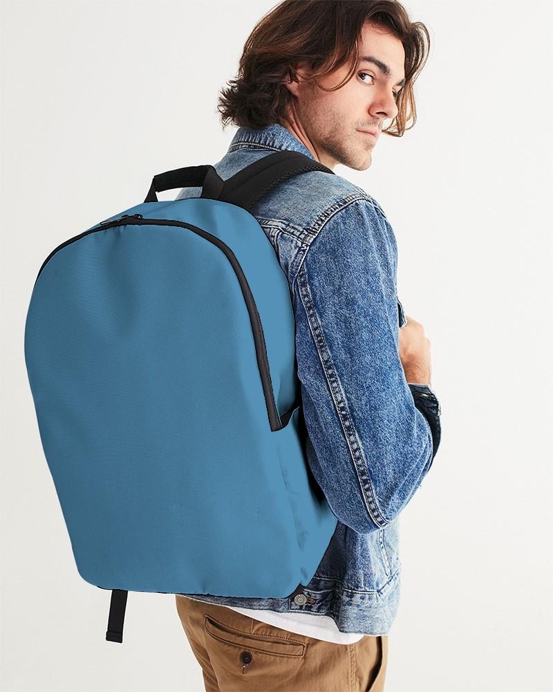 Muted Blue Cyan Waterproof Backpack C60M15Y0K30 - Man CloseUp