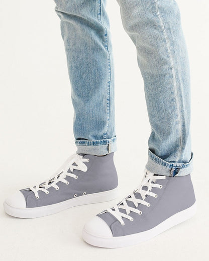 Muted Blue Gray High-Top Canvas Sneakers C10M10Y0K30 - Man CloseUp