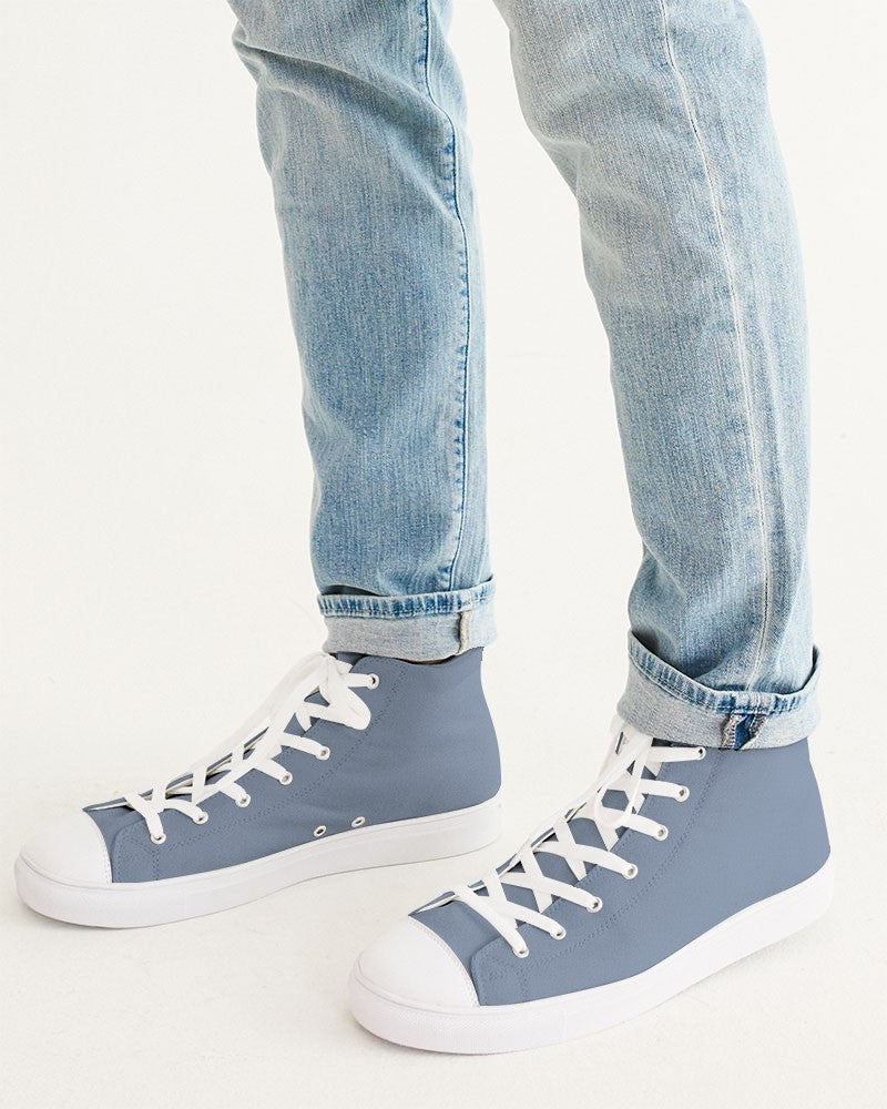 Muted Blue High-Top Canvas Sneakers C30M15Y0K30 - Man CloseUp